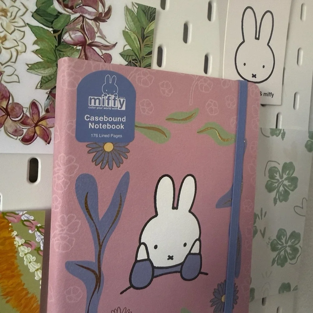 MIFFY Flowers Pink Casebound Notebook 176 Lined Pages Hardcover Journal Elastic